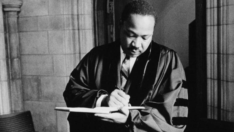 Martin Luther King Jr. in the offices of the National Cathedral in Washington DC on March 31, 1968