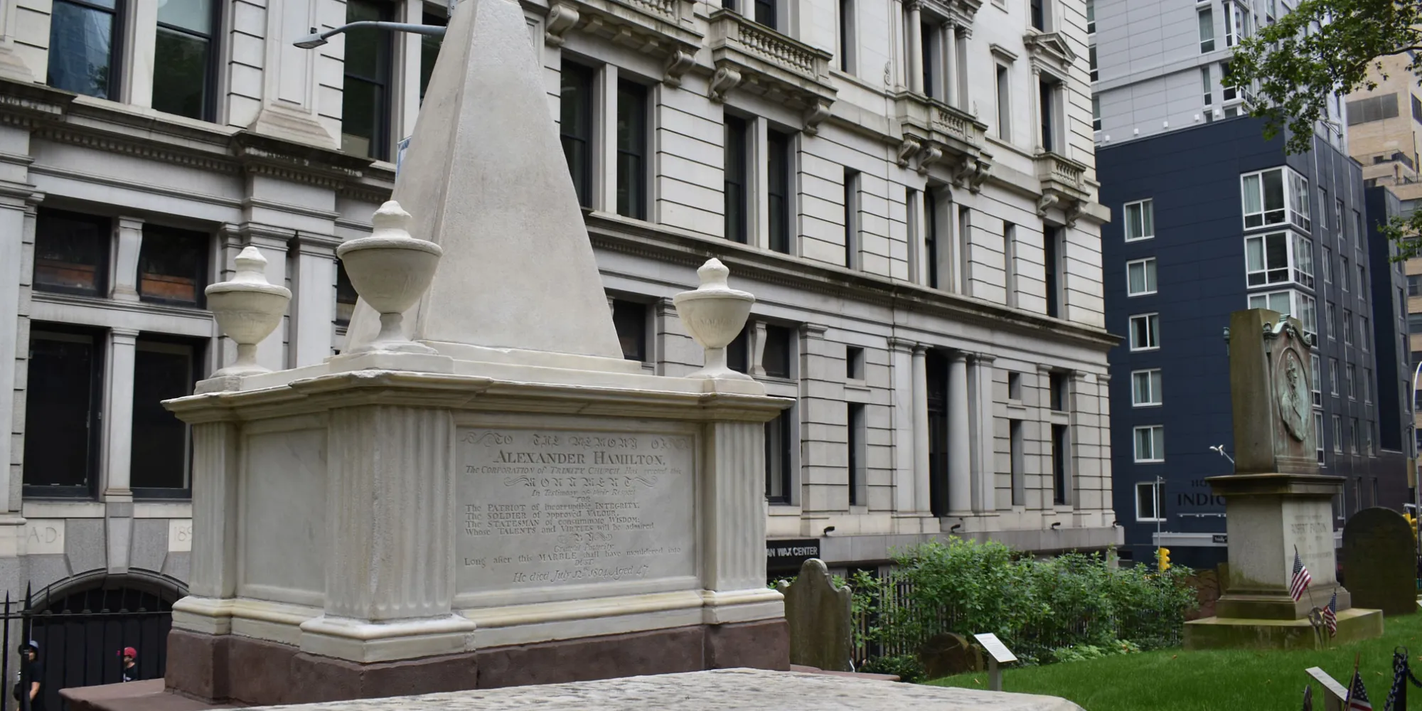 Detail of the monument marking the grave of Alexander Hamilton