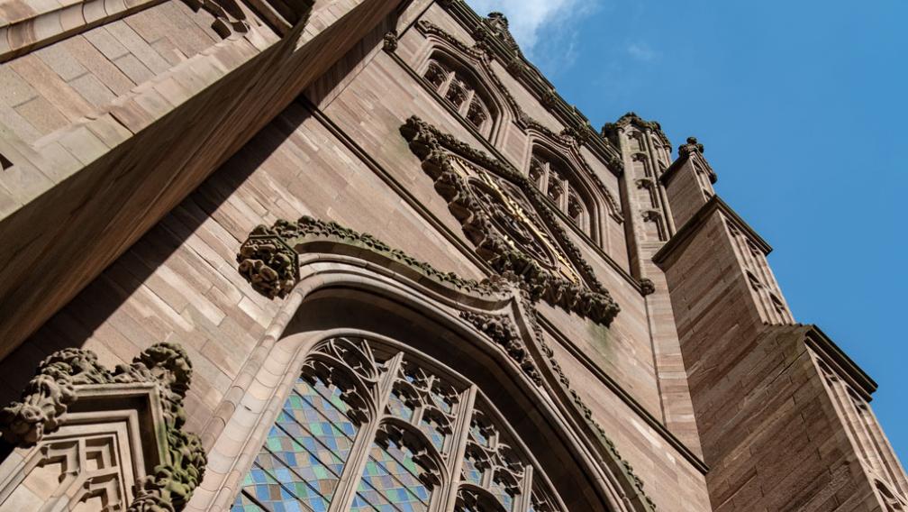 View of the steeple of Trinity Church