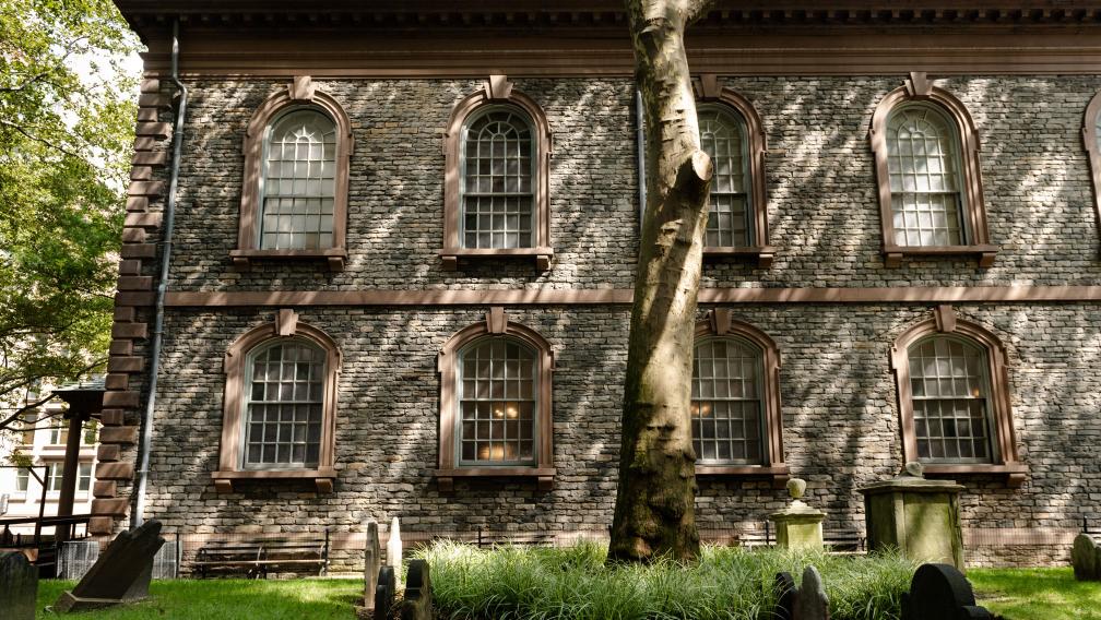 Dappled sunlight over St. Paul's Chapel