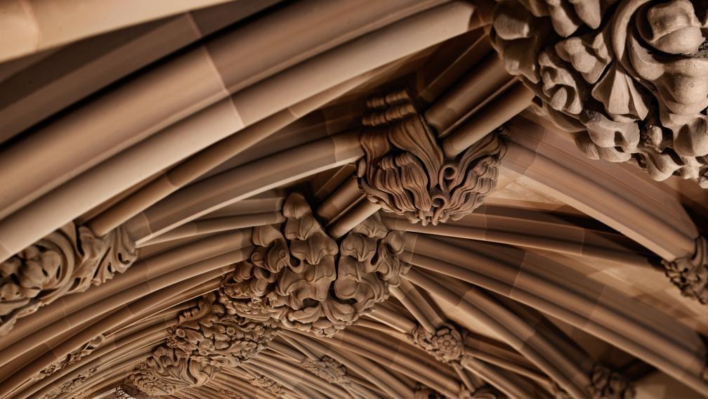 Ornamental plaster ceiling work in Trinity Church