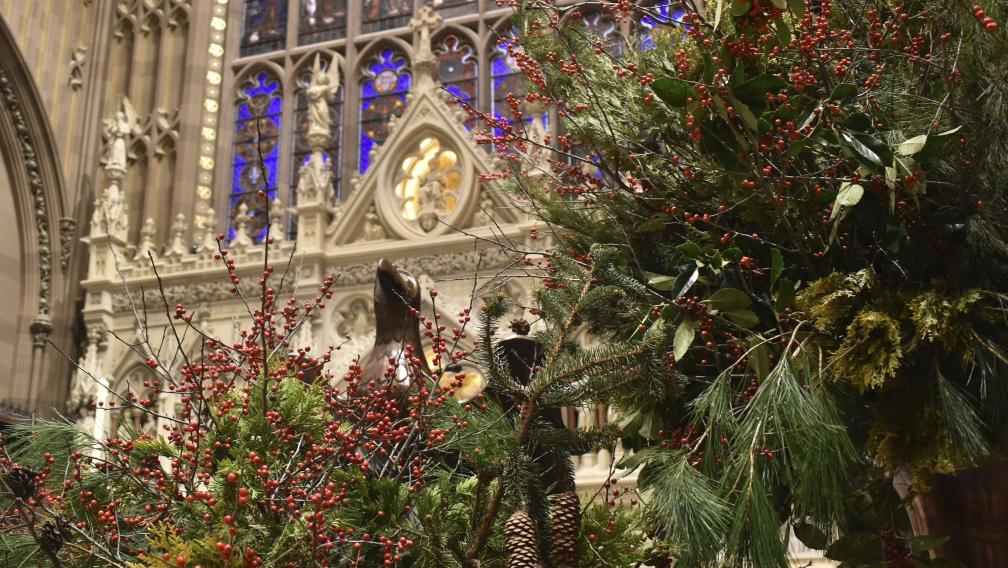 Evergreen boughs in Trinity Church