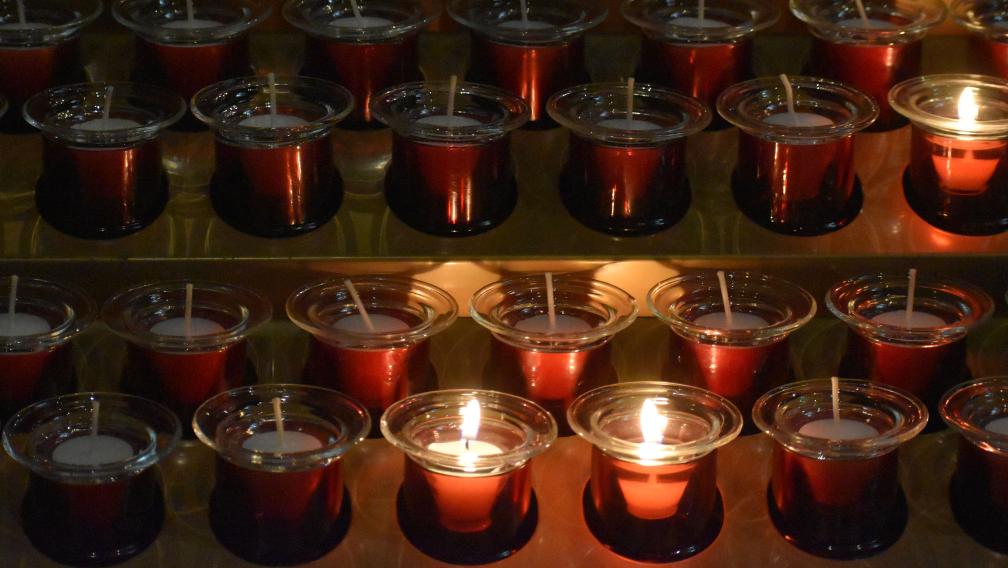 Burning prayer candles in the Chapel of All Saints at Trinity Church