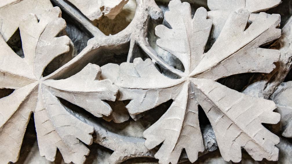 Close up of plaster work in Trinity Church depicting leaves