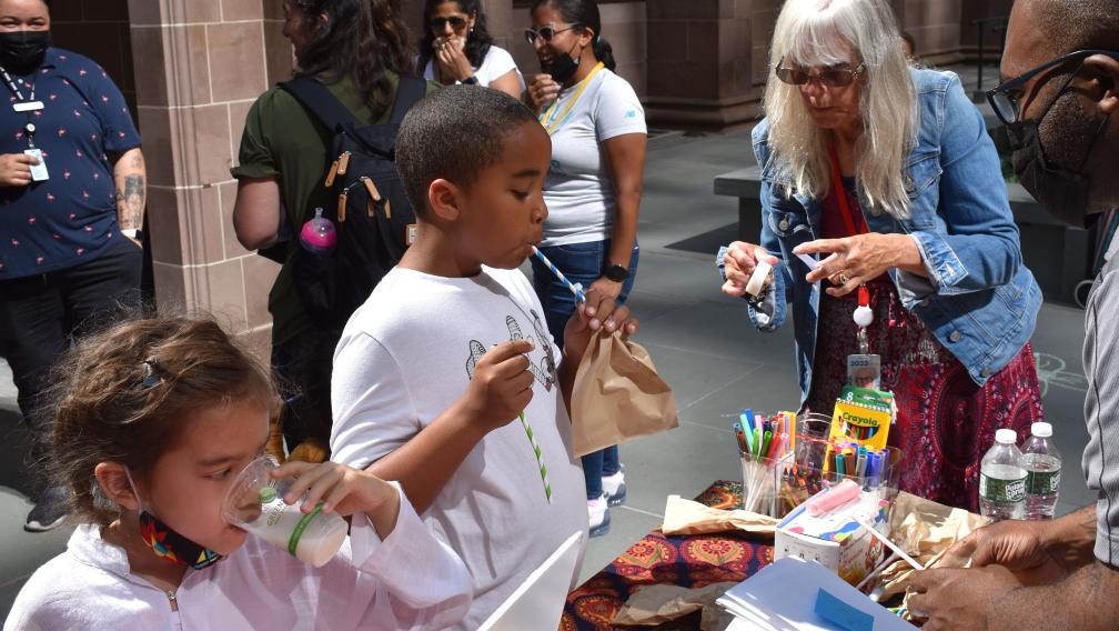 Children playing behind Trinity Church during Summer Days for children and families