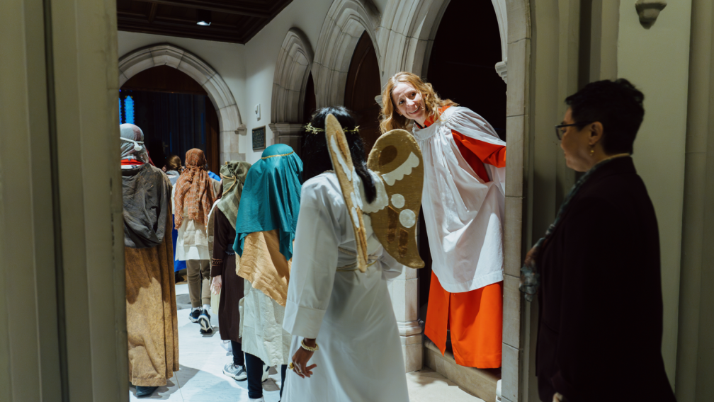 Pageant preparation at Trinity 