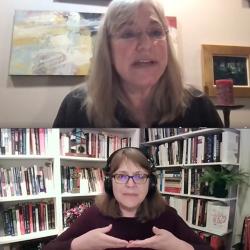 Kathy Bozutti-Jones and Diana Butler Bass on screen during an online retreat