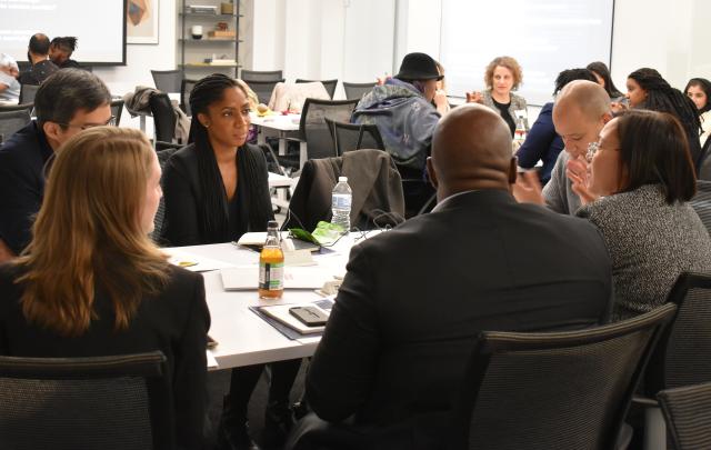 Grantees, including Cheavanese Diedrick (at center), gather at last year's racial justice convening in November 2019.