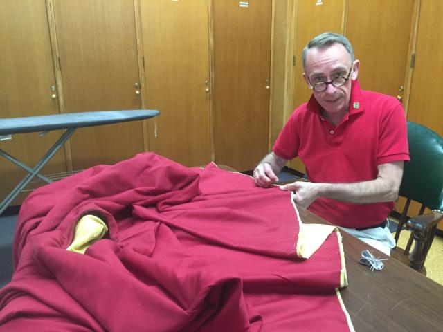 Leavitt at work in Trinity's sacristy