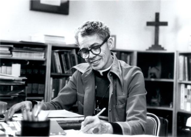 Pauli Murray at desk