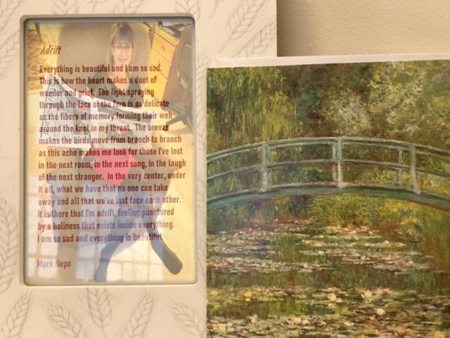 Cards and handwritten notes including Monet painting