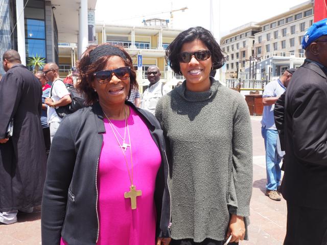 Bishop Ellinah Wamukoya with the Rev. Winnie Varghese in Cape Town, South Africa in January 2016.