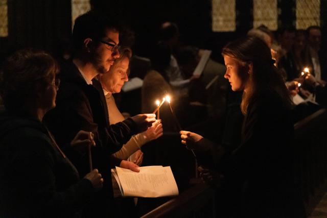 Emily Smith and parishioners at the Great Vigil of Easter
