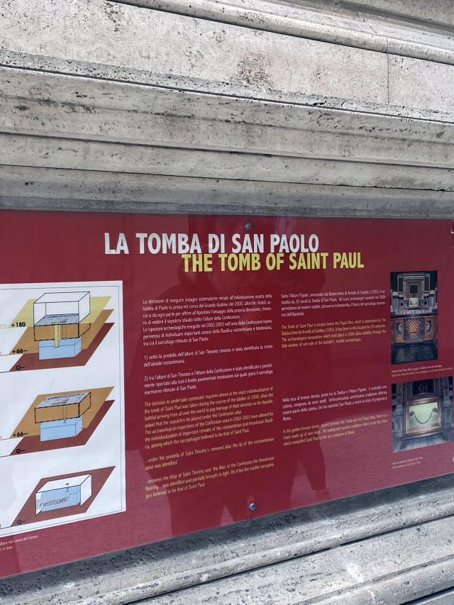 Sign attached to tomb