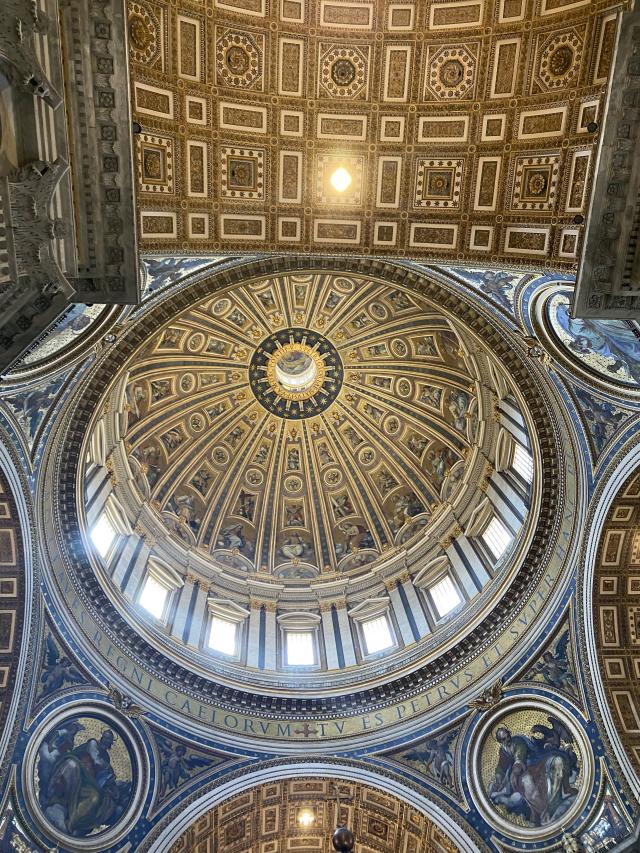 Richly ornamented domed ceiling of church