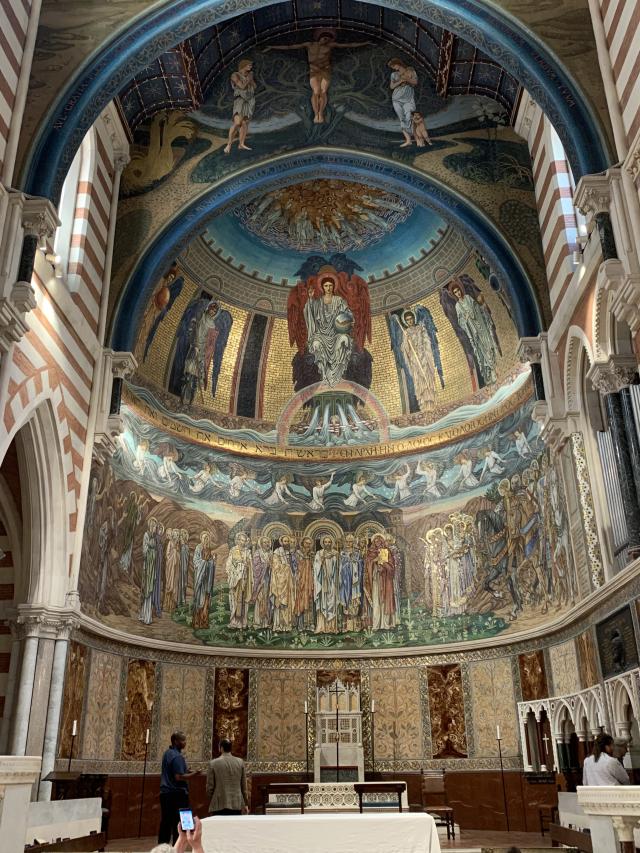 A view of mosaics inside a church