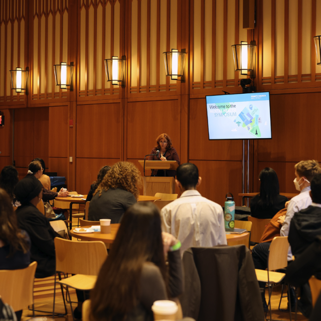 Christine Quinn addresses the audience at the Mental Health Symposium: How Housing Insecurity Impacts Emotional Wellbeing.