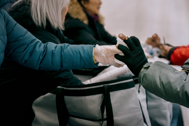 Free grab-and-go meals were served seven days a week in front of Trinity Church.