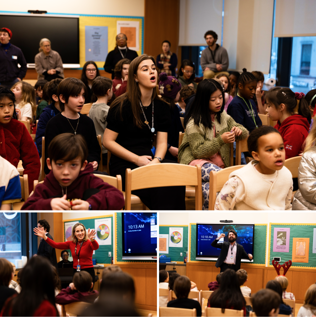 Teachers with students for the pageant