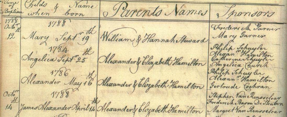 Trinity Baptism Records; Hamilton Children