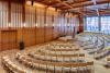 View of Parish Hall with chairs arranged for worship or a conference