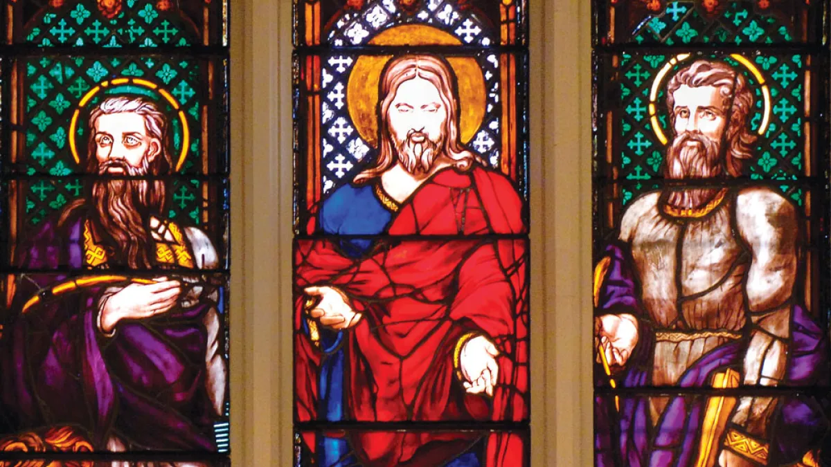 Stained glass of Jesus and the disciples in Trinity Church