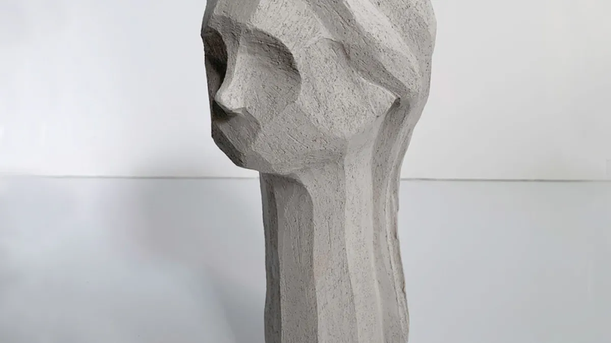 Abstract gray clay bust