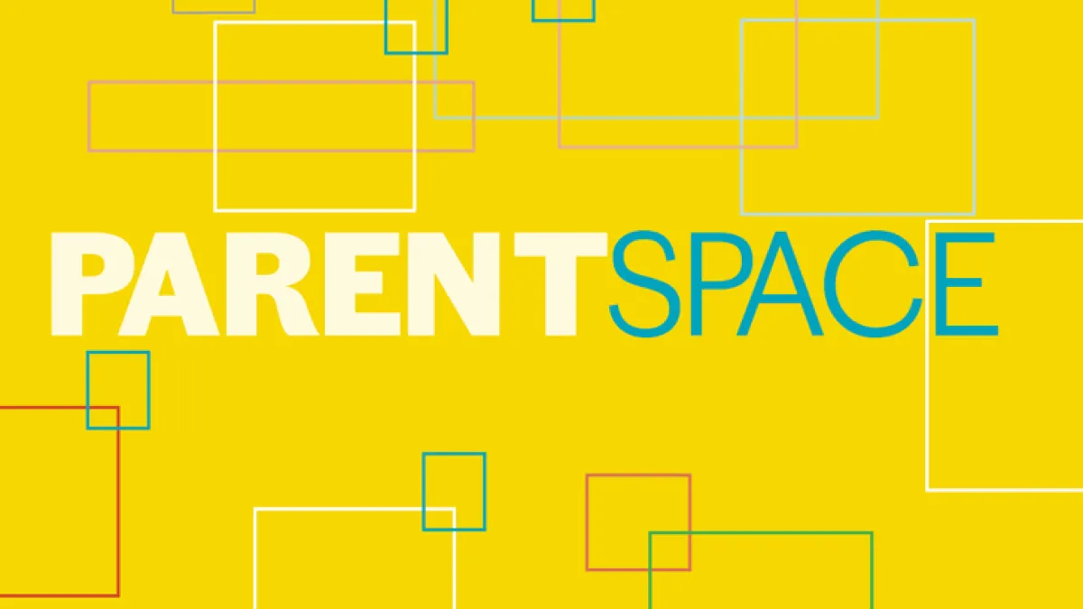 A graphic with different yellow and blue rectangles over a rich yellow background