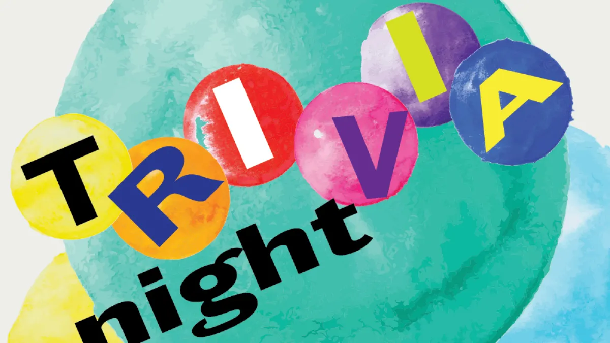Trivia Night in colorful bubble letters