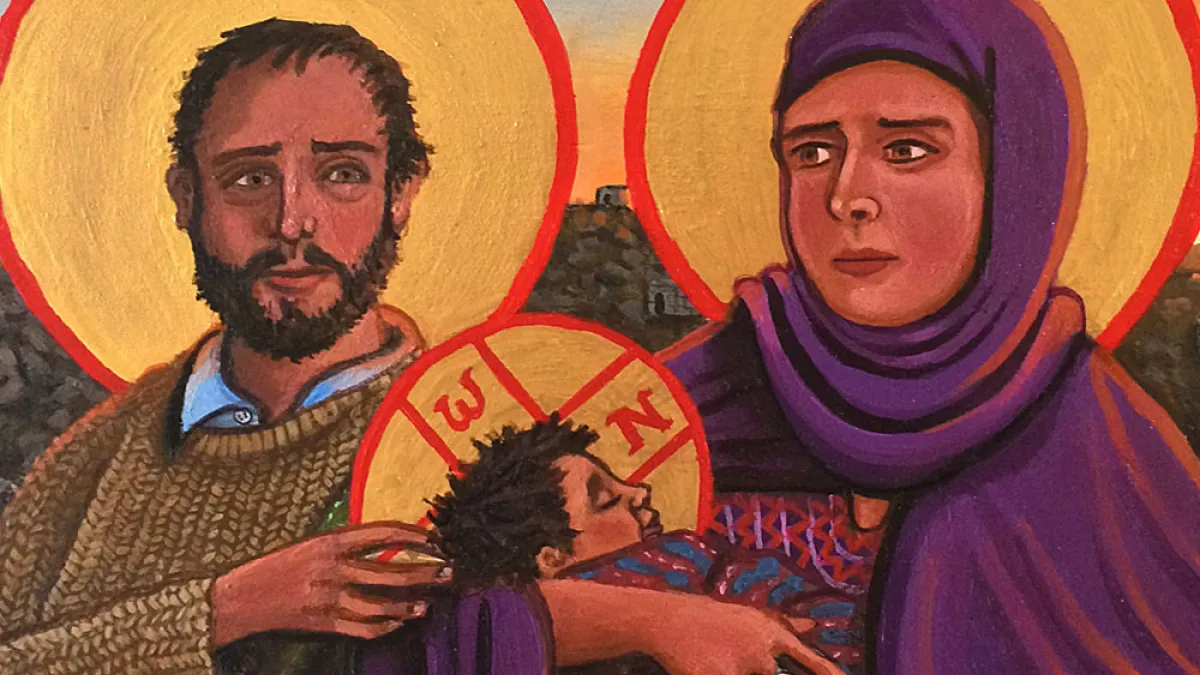 The Holy Family depicted as modern-day refugees
