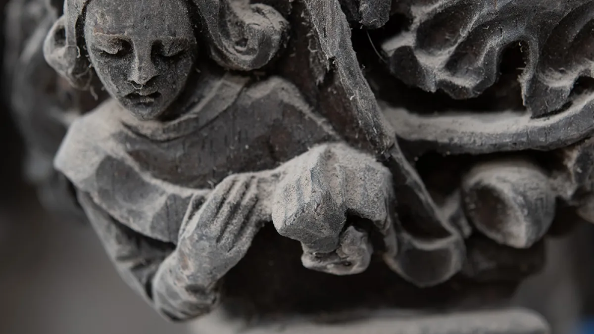 An angel carved of stone