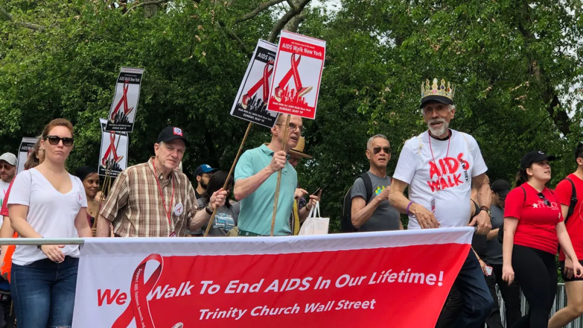 Parishioners walk in AIDS Walk New York