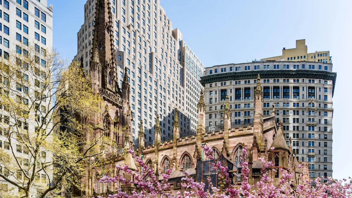 Trinity Churchyard with cherry blossoms