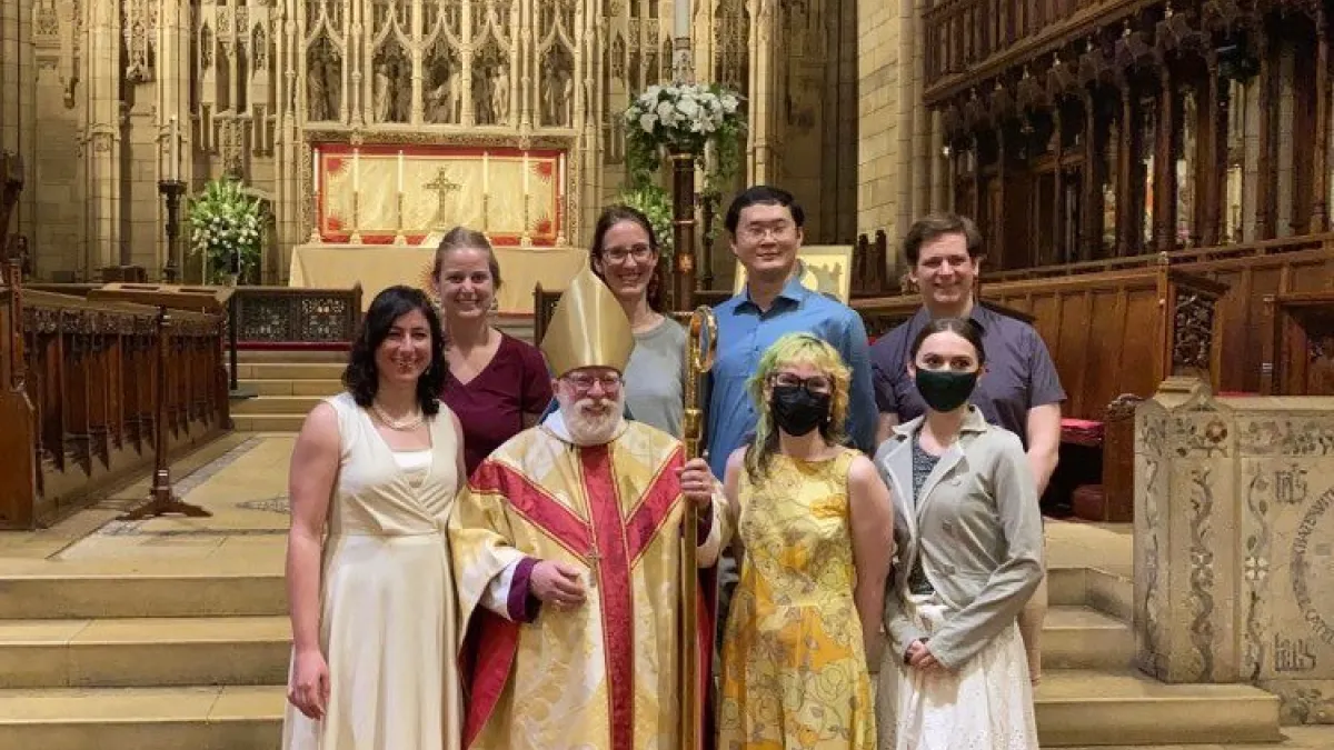 Trinity Young Adults group with the Rt. Rev. Andrew ML Dietsche in Trinity Church