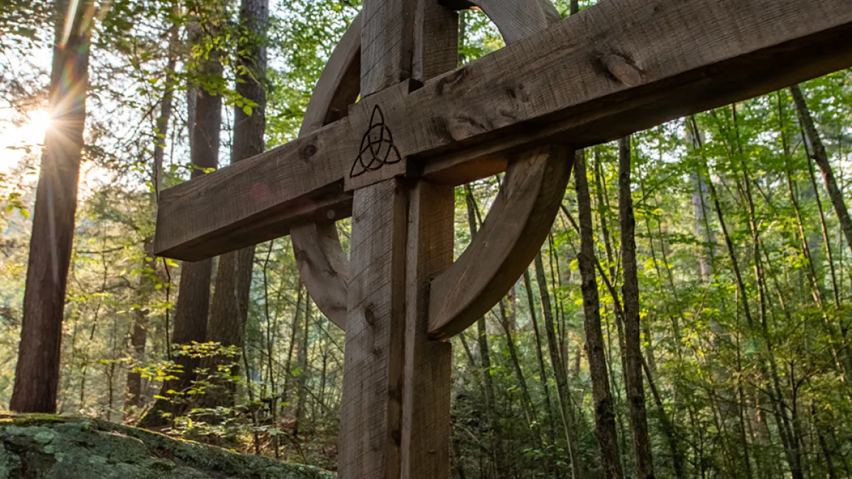 Wooden cross in the Trinity Forest