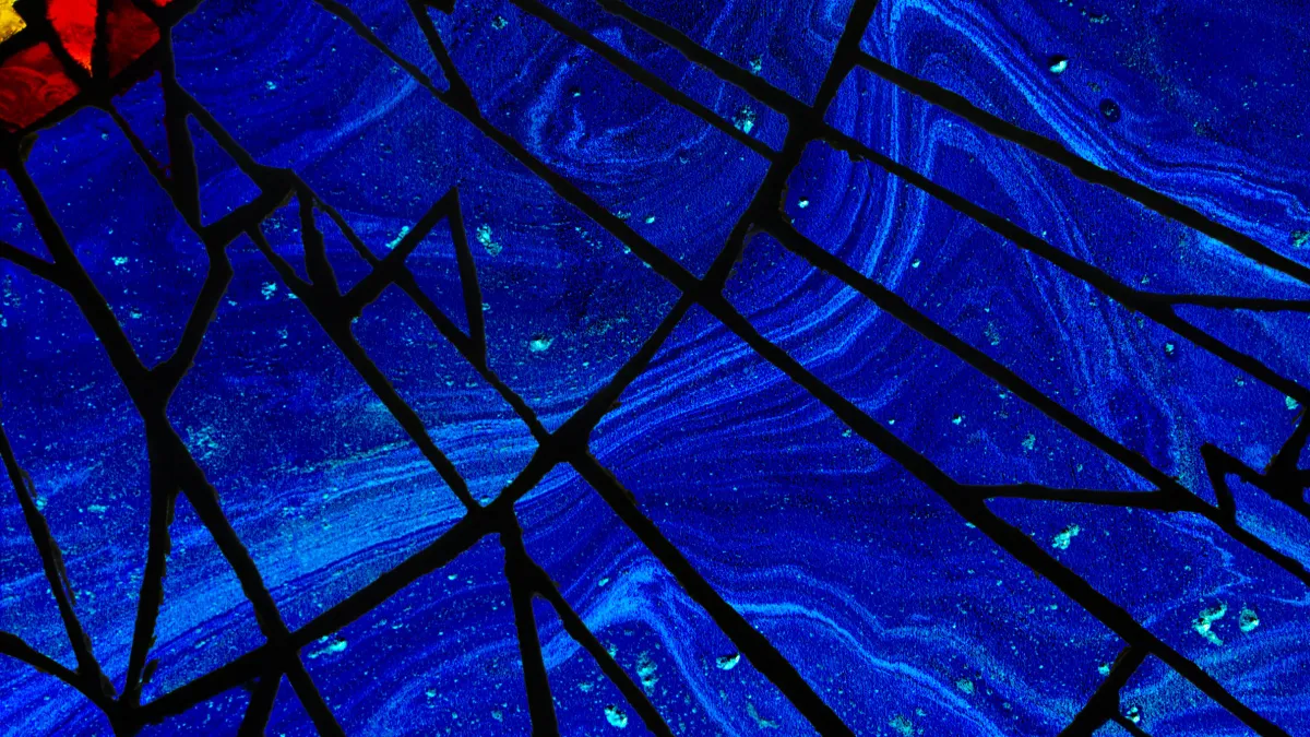 stained glass in blues