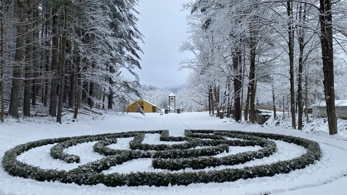 Trinity Retreat Center Labyrinth in snow