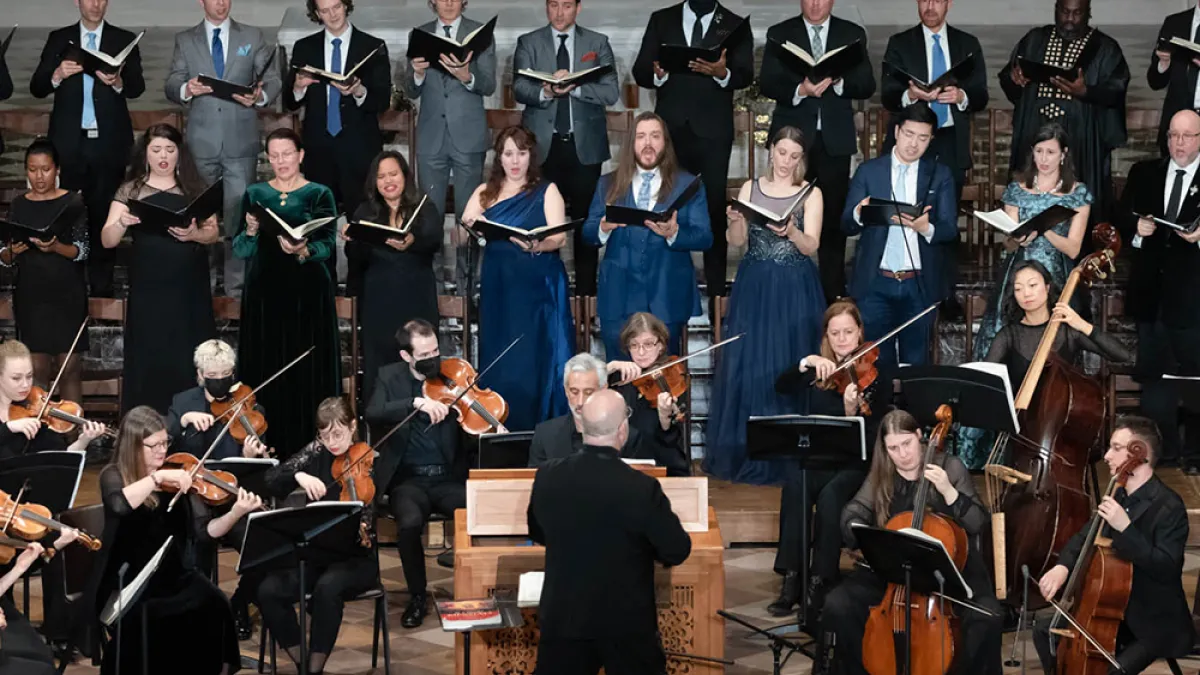 The Choir of Trinity Wall Street performs Messiah in Trinity Church in 2022.