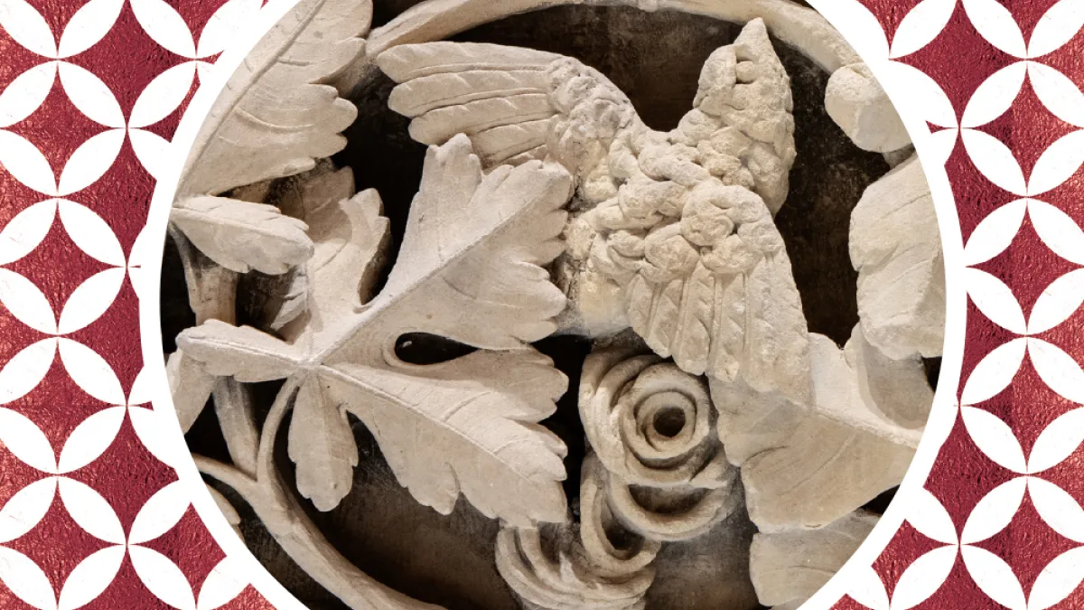 Marble carving of leaves