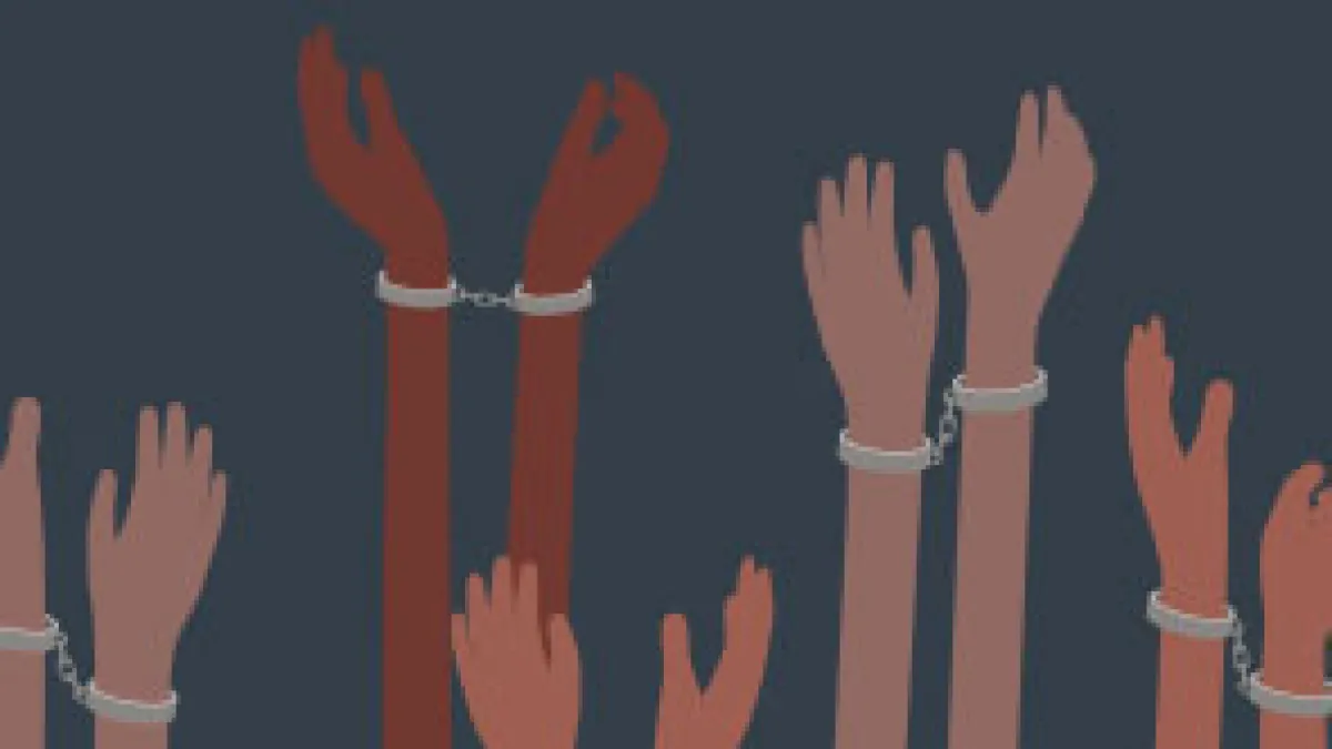 shackled hands reach to heaven