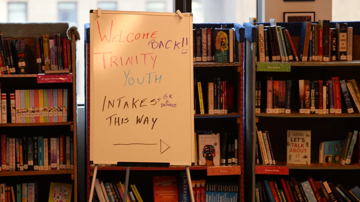 Information board in youth library
