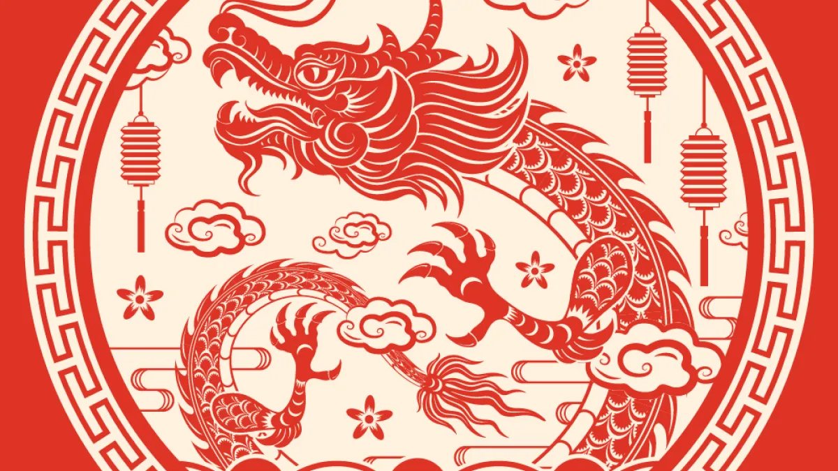 Traditional Chinese paper cut image of a dragon