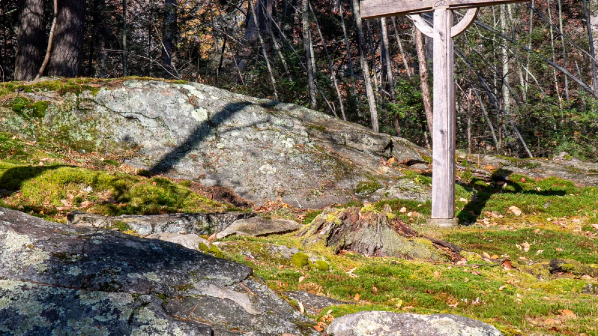 A wooden cross outdoor