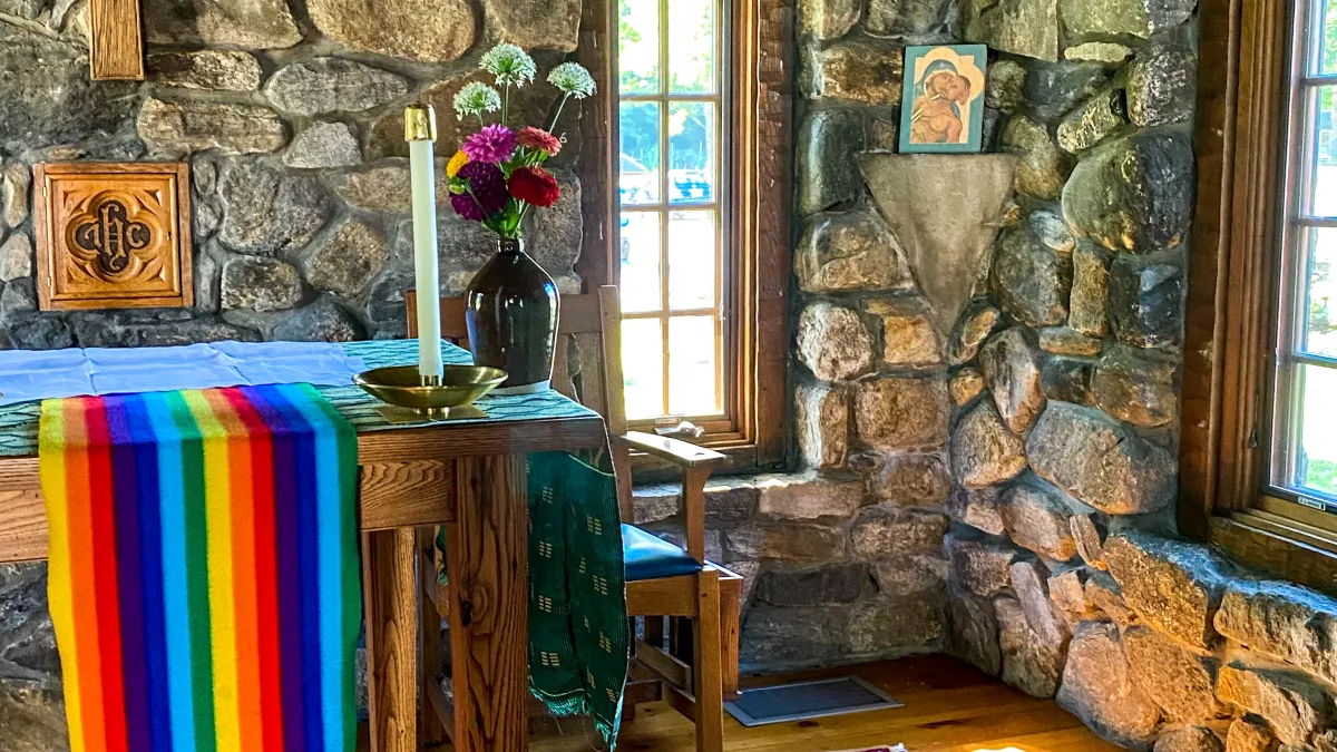 The LGBTQ flag in the chapel