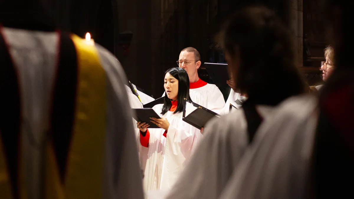 A lady in the choir was featured at evensong.