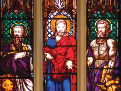 Stained glass of Jesus and the disciples in Trinity Church