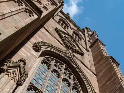 View of the steeple of Trinity Church