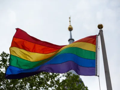 Pride Flag above St. Paul's Chapel