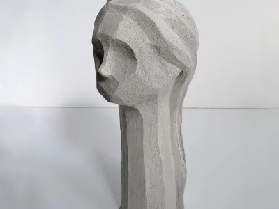 Abstract gray clay bust