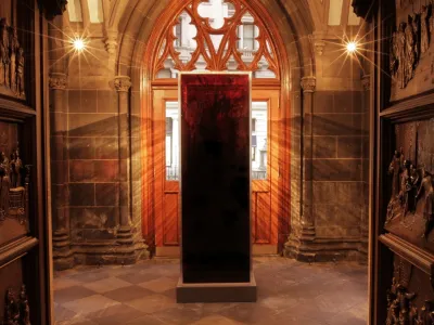 Blood Mirror is now on the display of the south vestibule of Trinity Church. Photo by Ian Smith